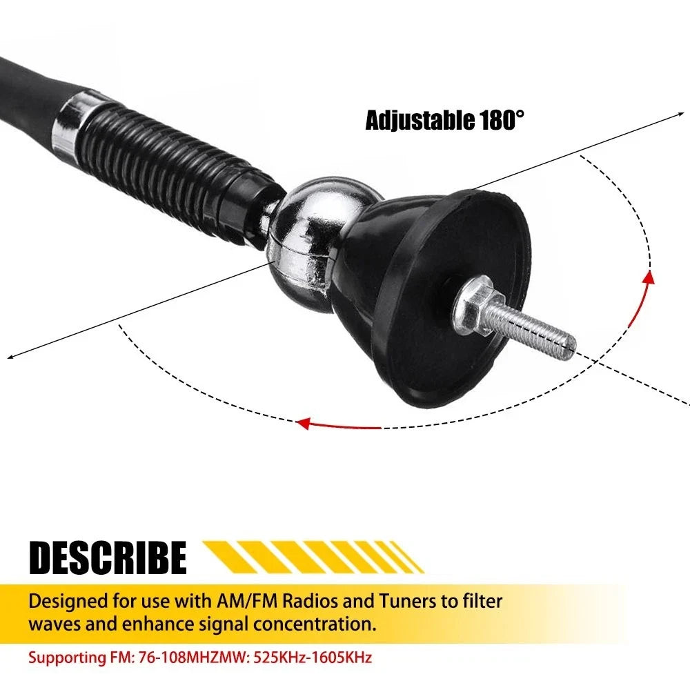 16" Mount Swivel Car Base Radio Antenna for Universal Vehicles
