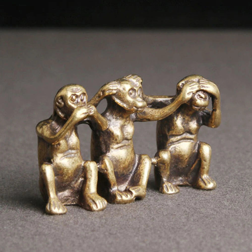 Small Brass Monkey Figurine Statue for Home Decoration