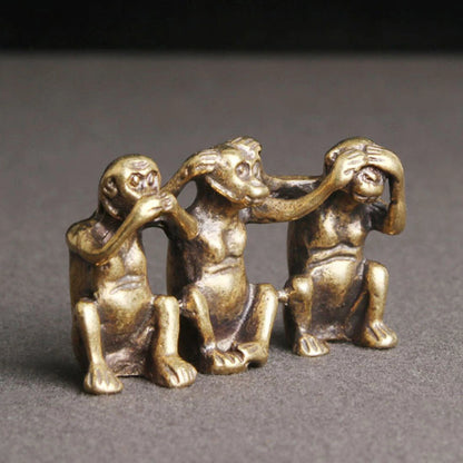 Small Brass Monkey Figurine Statue for Home Decoration