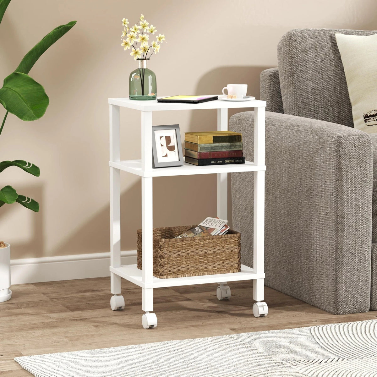3-Tier Printer Stand for Mobile Use with Rolling Casters