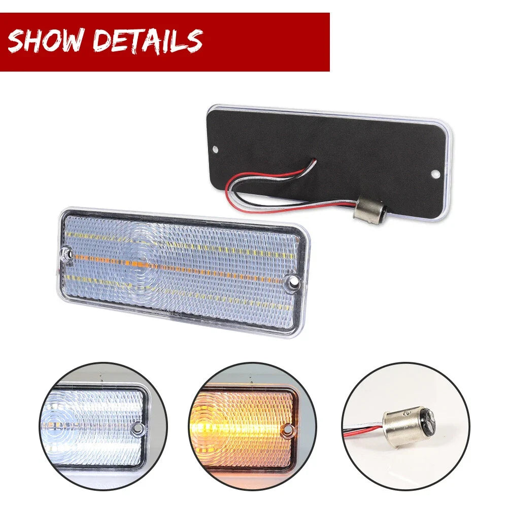 2 Clear Switchback LED Parking Signal Light Lenses for Ford F-100 (1974–1977)