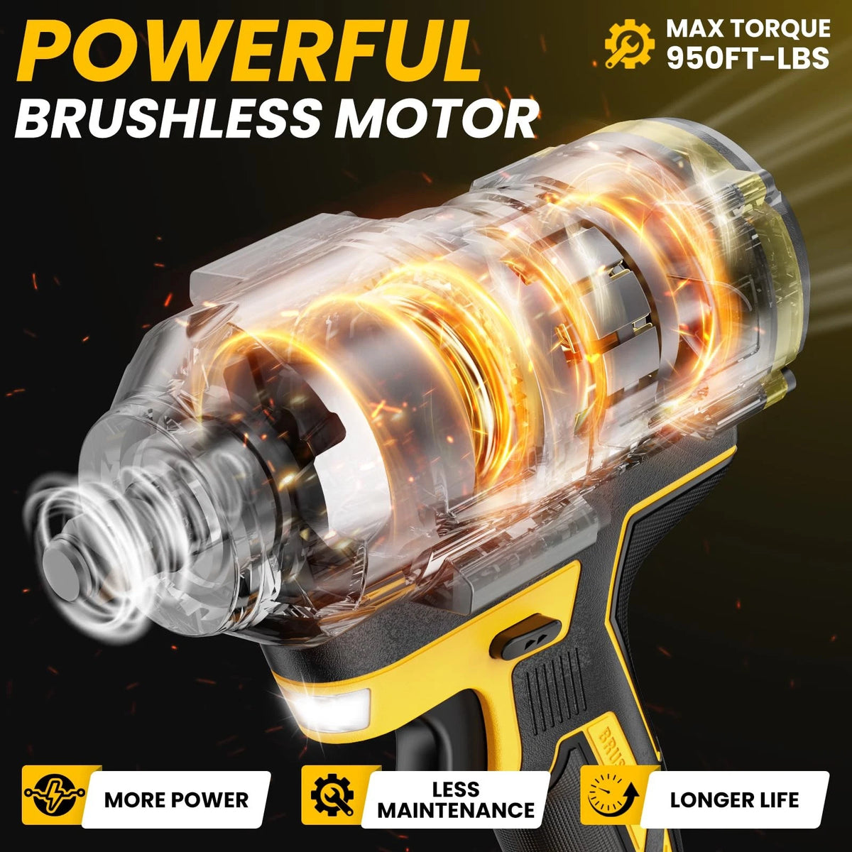 Cordless Impact Wrench 1/2 Inch Brushless High Torque 1360Nm 3 Speed