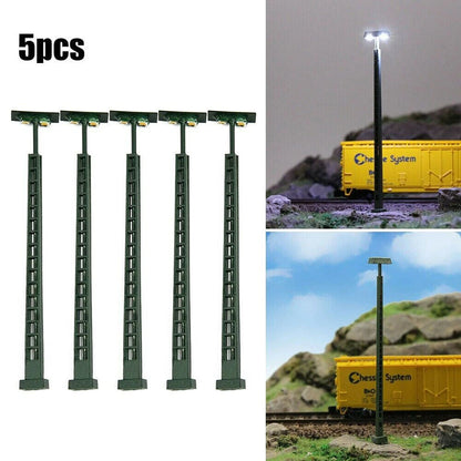 5X LED Lamp Post Lights for HO Scale 1:87 Model Railway Train