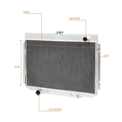 3-Row Aluminum Racing Radiator for Ford Mustang/Fairlane/Ranchero V8 (1967–1970)