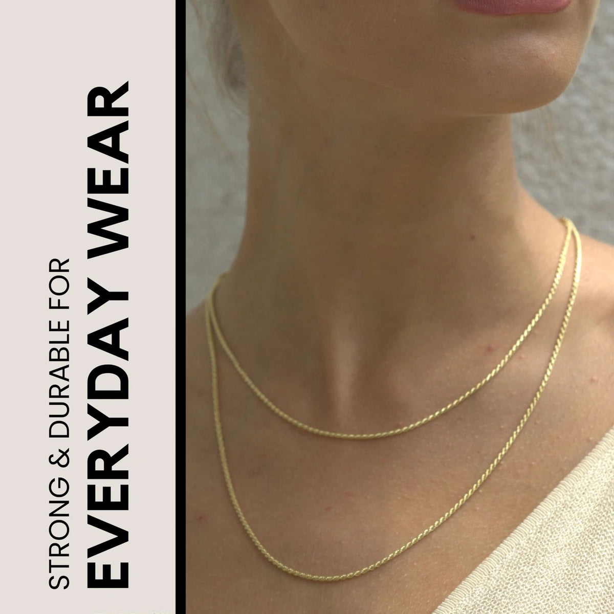 Gold Rope Chain Necklace for Women Men Plated 925 Sterling Silver
