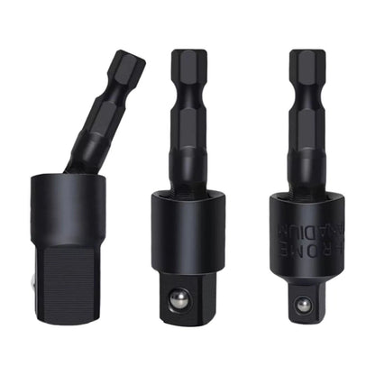 3pcs 360 Degree 1/4in Hex Shank Extension Socket Adapter for Automotive