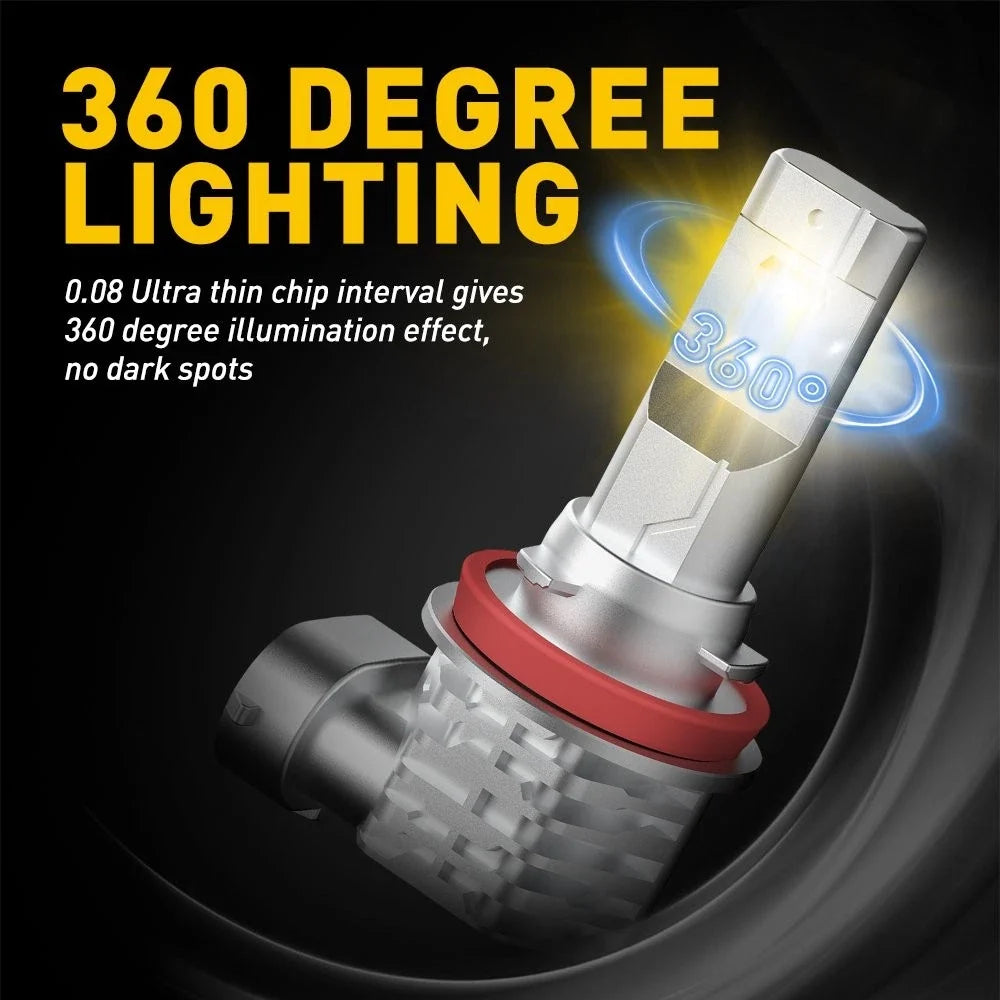Set of 2 Switchback LED Fog Light Bulbs H8 H11 H16 18W 3000K Yellow 6000K