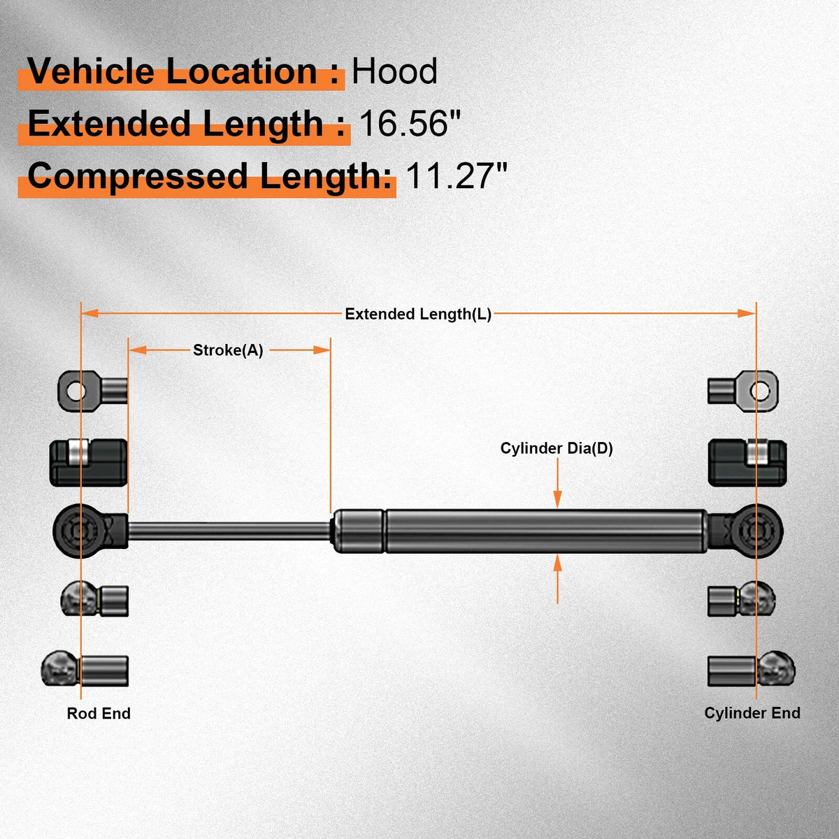 2X Front Hood Struts for Honda Crosstour (2010–2015)