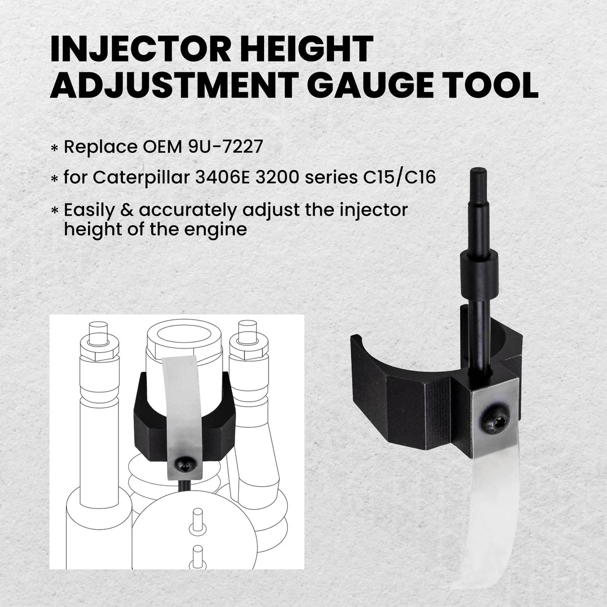 Injector Height Tool for Caterpillar 3406E C15/C16 (EOHSNA, 9U-7227)