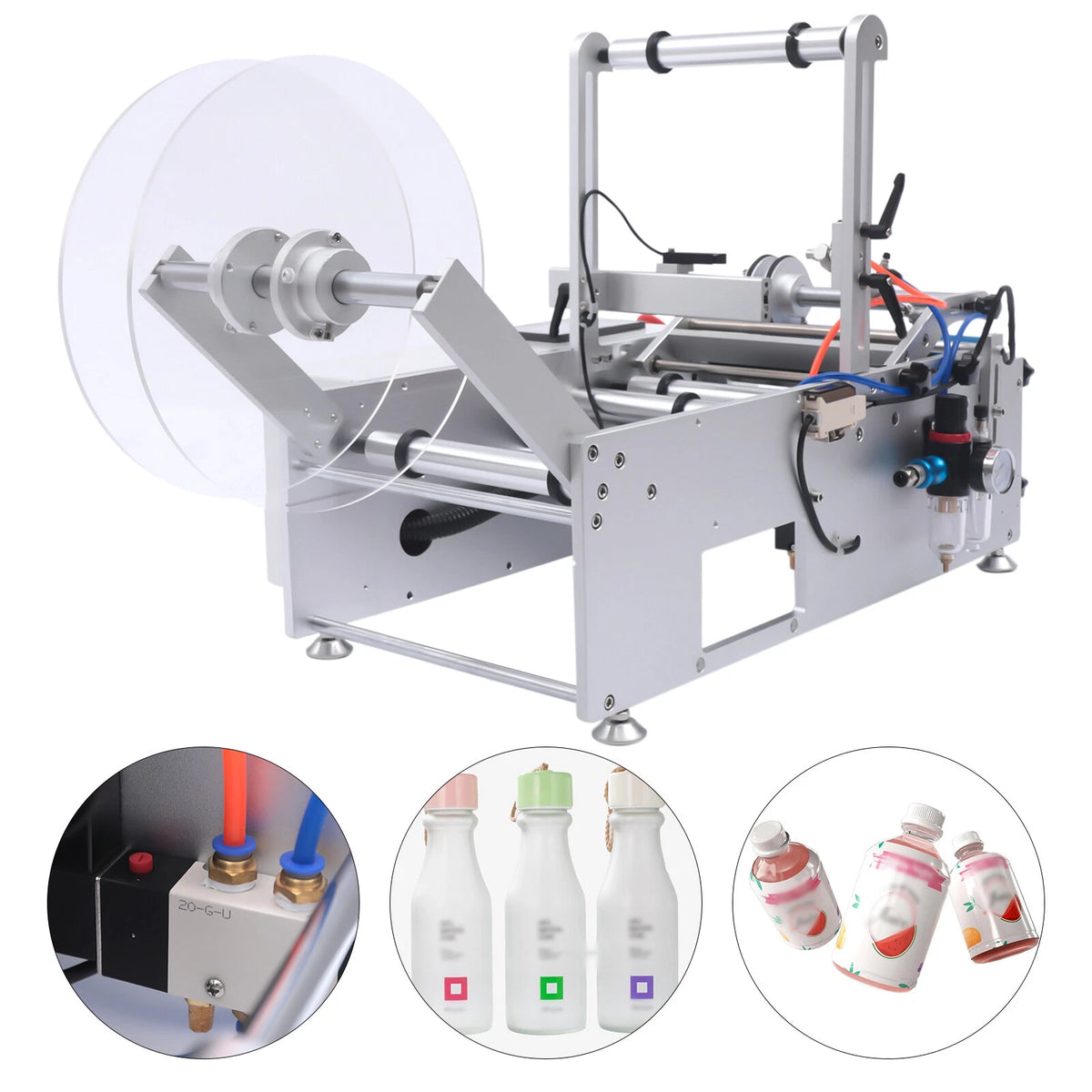 300W Semi-Automatic Glass Round Bottle Labeling Machine