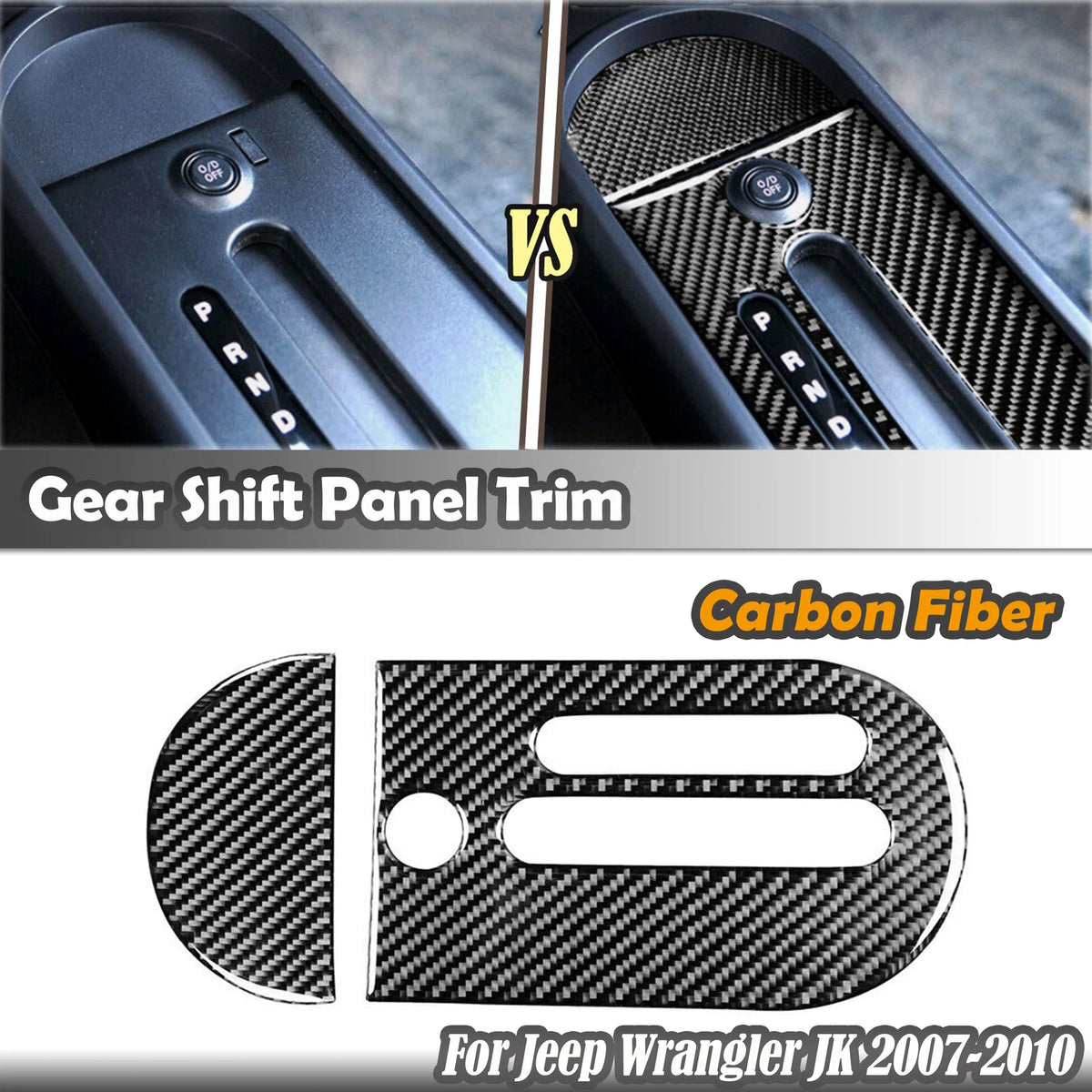 Carbon Fiber Gear Shift Panel Cover Trim for Jeep Wrangler JK (2007–2010)