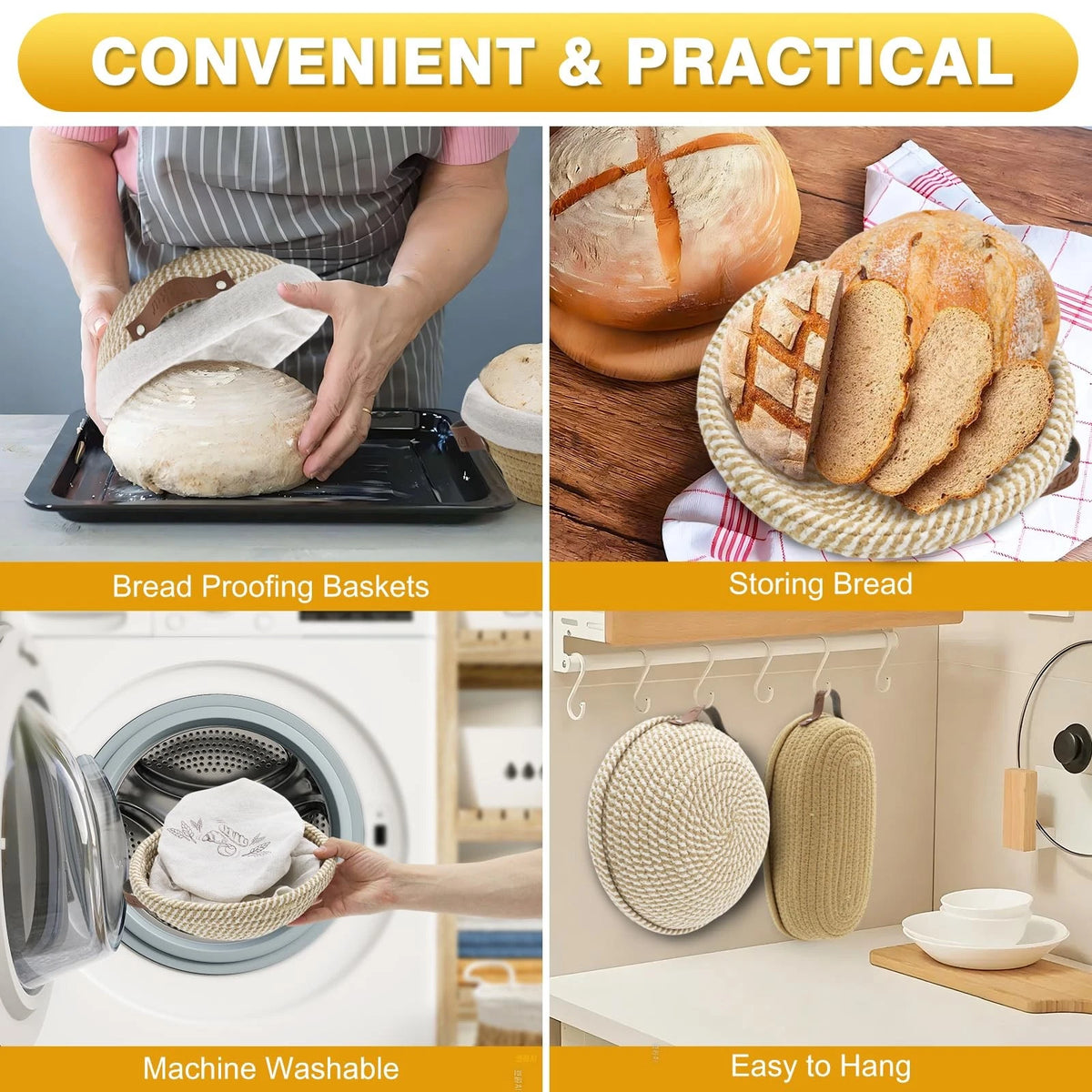 Set of 2 Bread Proofing Baskets for Nikkar Banneton 10" Round & 11" Oval