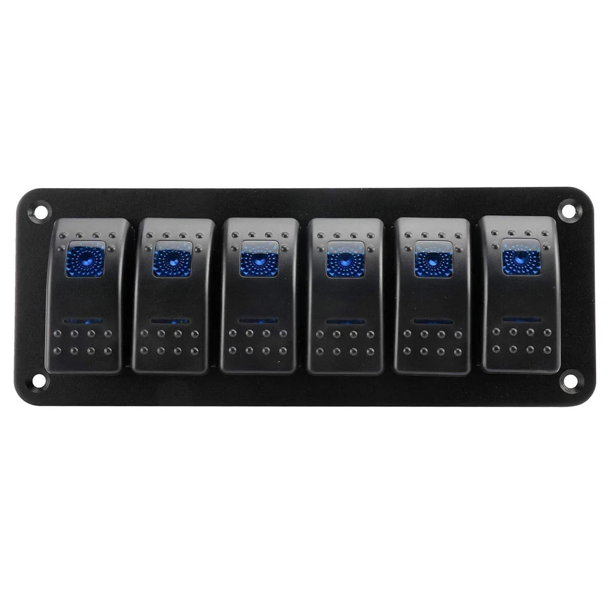 6 Gang Rocker Switch Panel for RV Car Boat Marine (12V/24V) - Blue LED