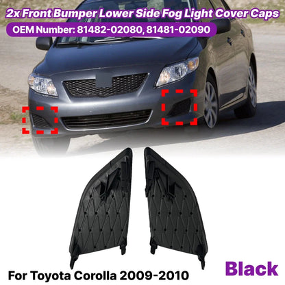 Pair Front Bumper Lower Side Grill Cover Caps for Toyota Corolla (2009–2010)