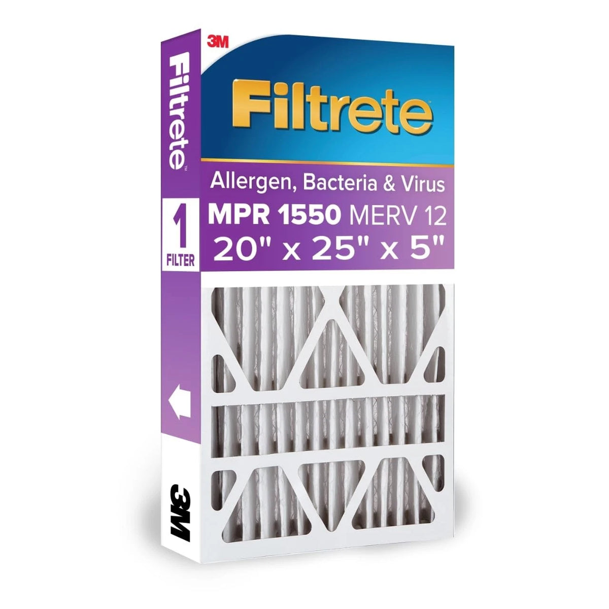 Filtrete 20x25x5 Air Filter MERV 12 (4.7" x 24.2" x 19.6")