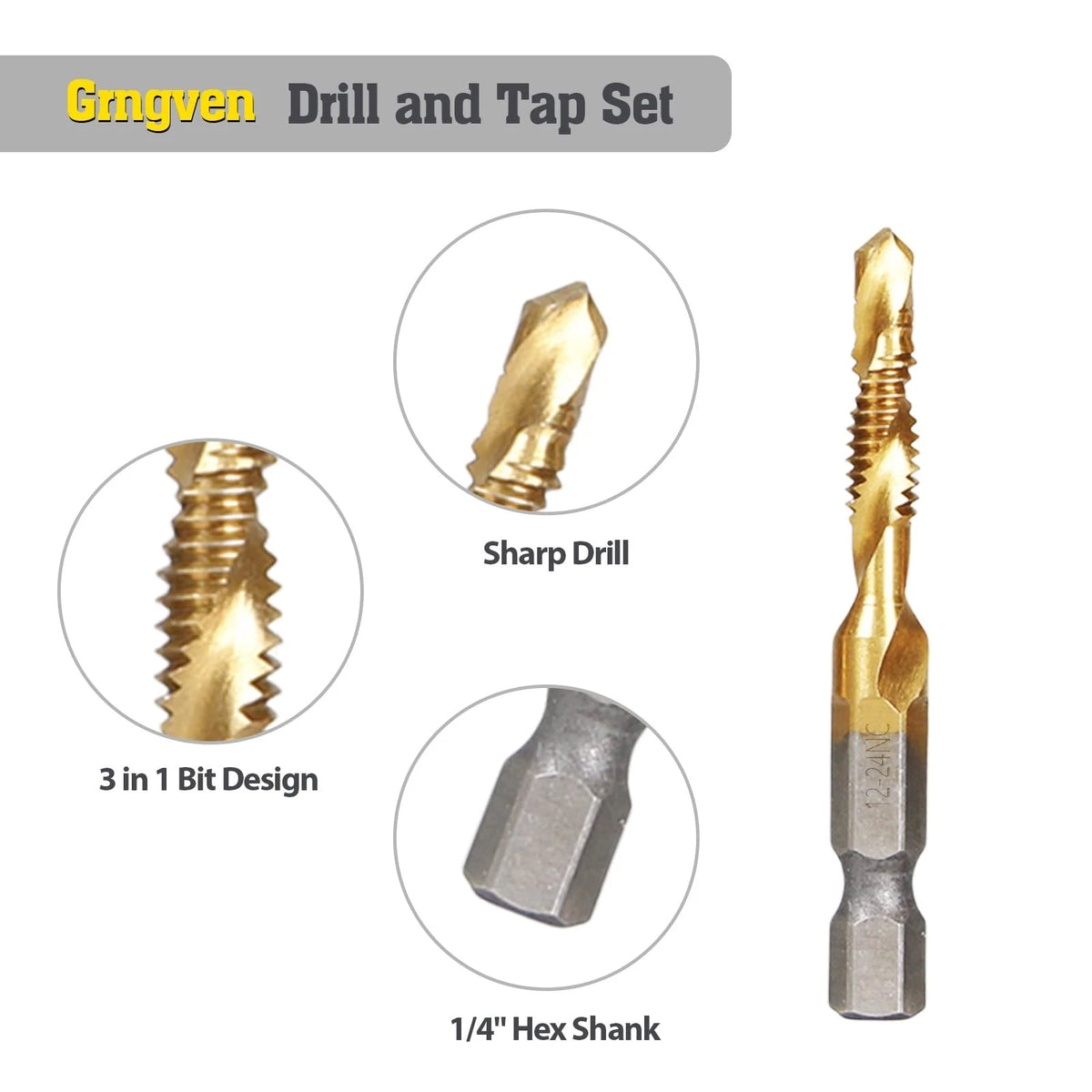 13PCS Combination Drill Tap Bit Set for Metric and SAE (No Year Range)