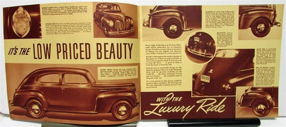 1940 Plymouth De Luxe Sales Brochure Coupe Sedan Original