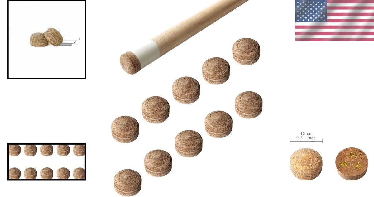 10X 13mm Pool Cue Tips in Crystal Case for Fast Repairs