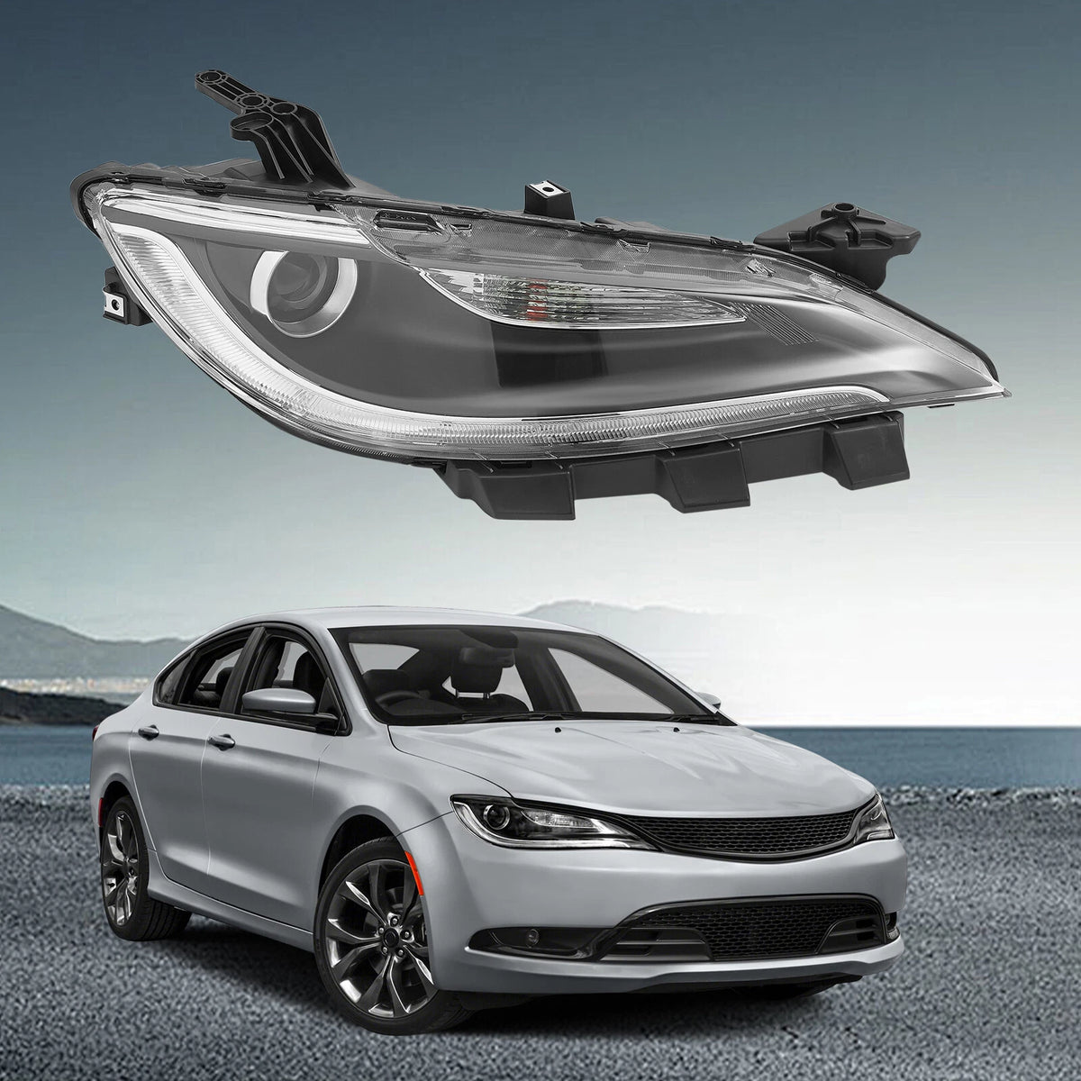 Halogen Headlight for Chrysler 200 (2015–2017) 68284785AA
