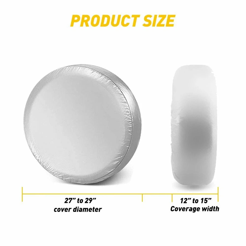 12"-15" Silver Spare Wheel Tire Cover for Universal Cars (Fits 27"-29")
