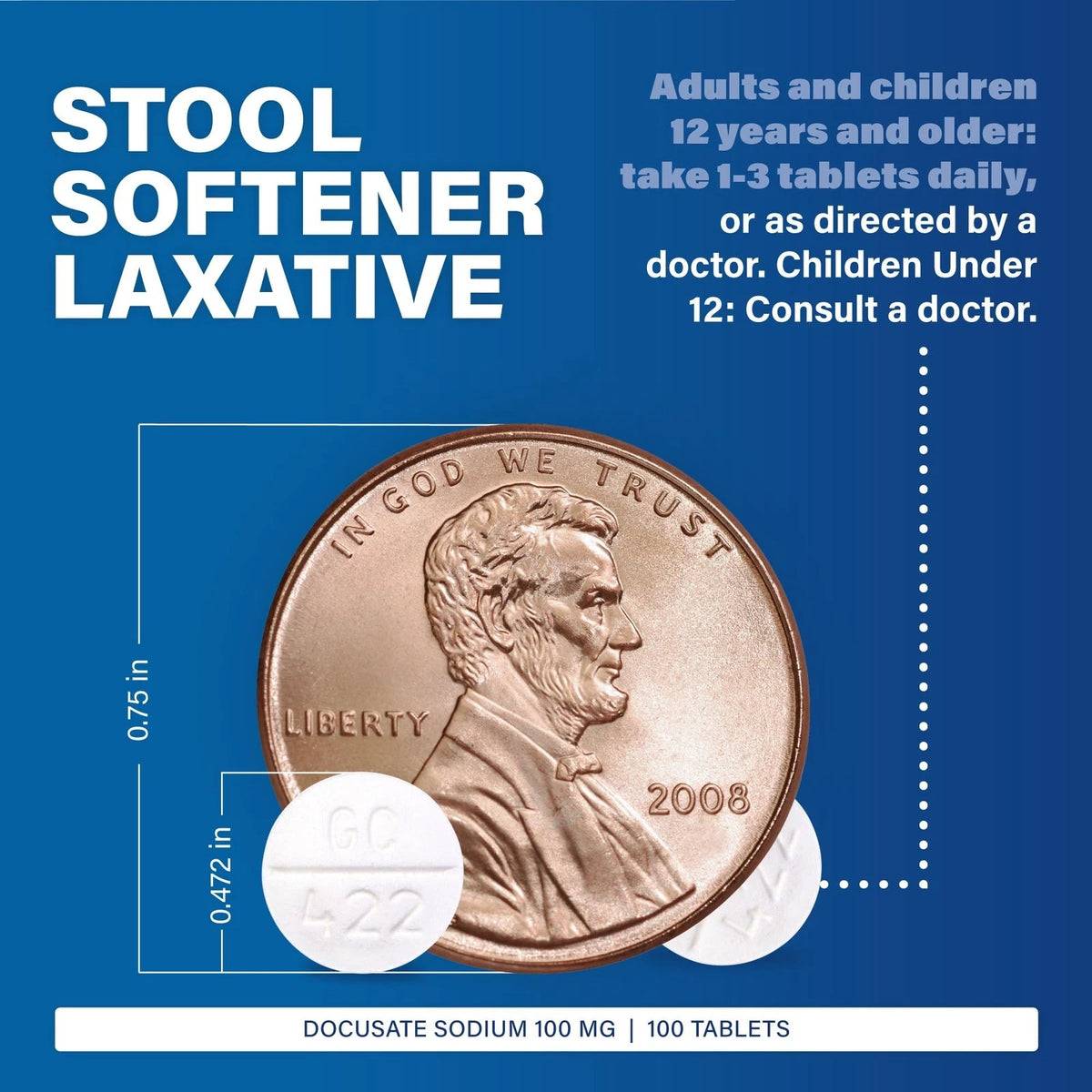 Stool Softener Tablets for Constipation (100 mg)