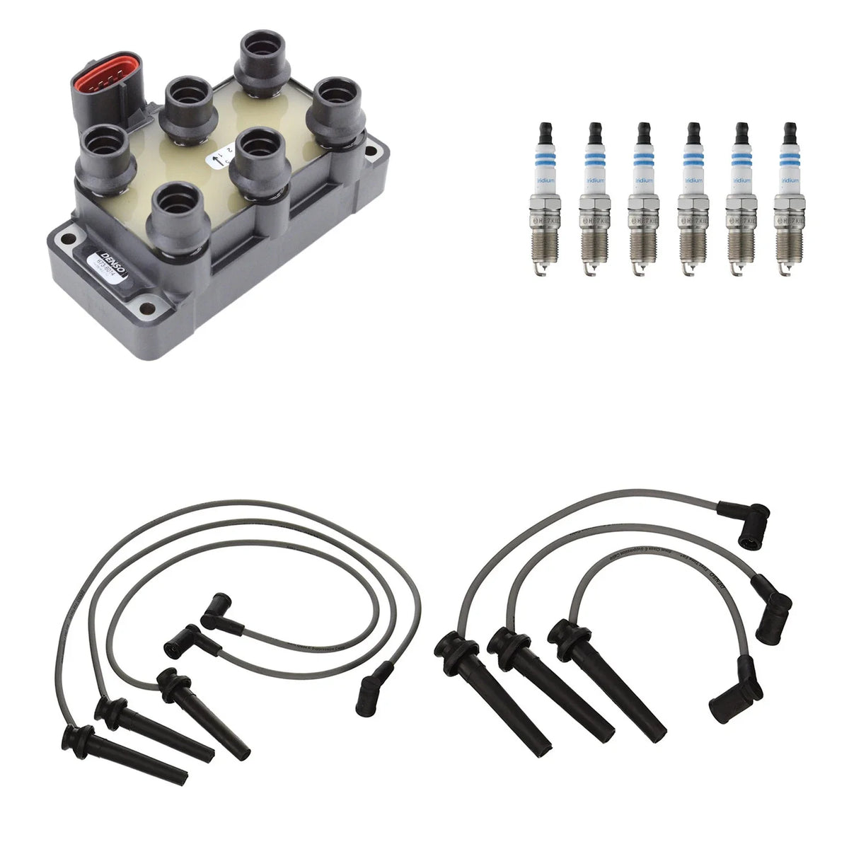 Set of 6 Denso Ignition Coil Wires & Bosch Iridium Spark Plugs for MPV (2000–2006)