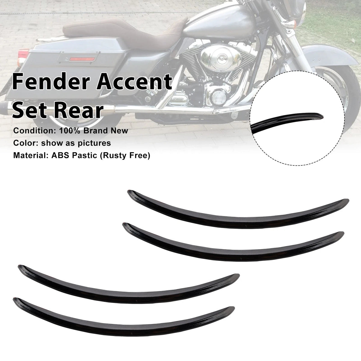 Set of 2 Rear Fender Accents for FLHX Street Glide (2006–2013) RH-275-BLK