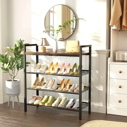 4-Tier Shoe Rack for Home Organization (11.81"D x 29.33"W x 30.31"H)