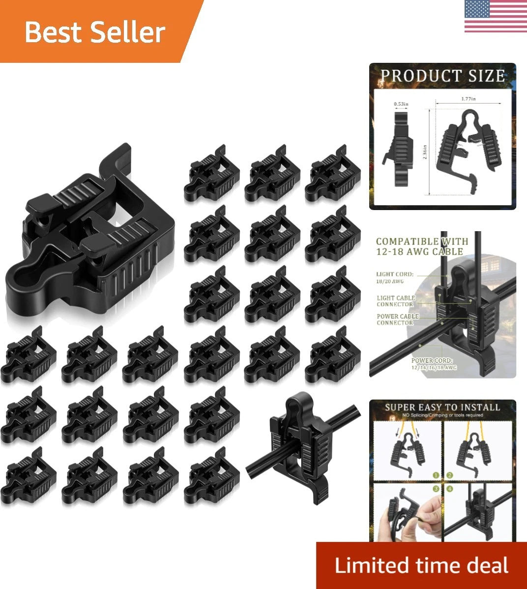24 Pack Landscape Lighting Connectors for 12-18 Gauge Cables