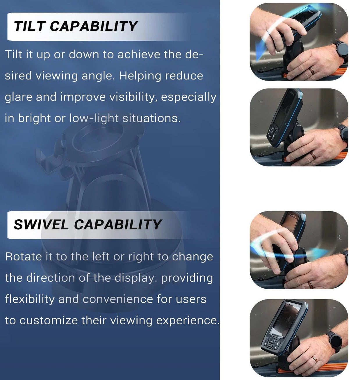 Tilt/Swivel Mount for Garmin Striker Vivid 4cv, Striker Plus 4/4Cv