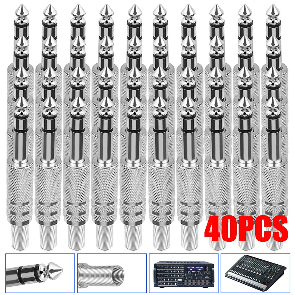 40X 1/4'' TRS Stereo Female Jack Socket Metal Spring Connector for Audio