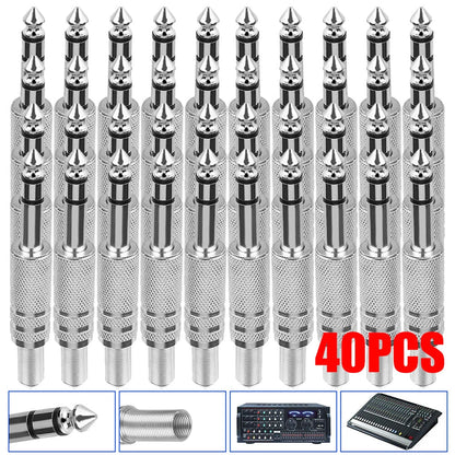 40X 1/4'' TRS Stereo Female Jack Socket Metal Spring Connector for Audio