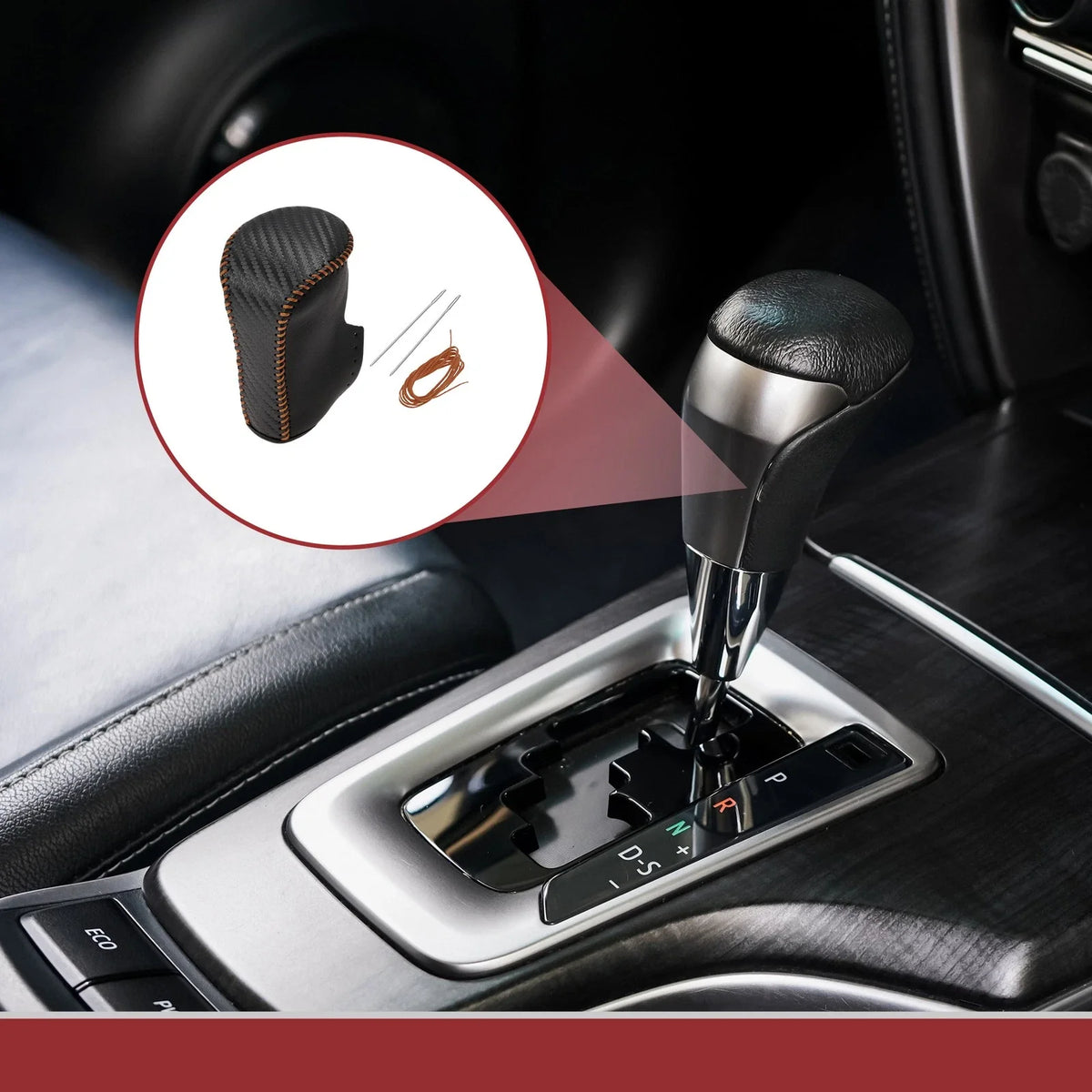 1 Pc Gear Shift Knob Cover for Honda Accord (2008–2012) Black Orange Leather