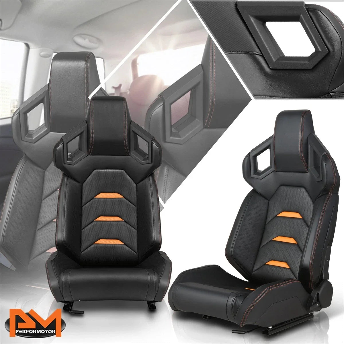 2Pcs Reclinable Racing Seats for Universal Fit (Carbon Fiber Pattern)