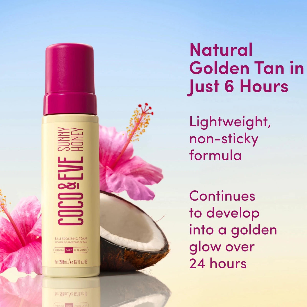Self Tanner Foam for Coco & Eve Sunny Honey (Dark) 6.7 Fl Oz