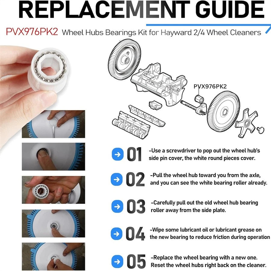 Wheel Bearings Kit for Hayward AquaNaut / Poolvergnuegen Pool Cleaner