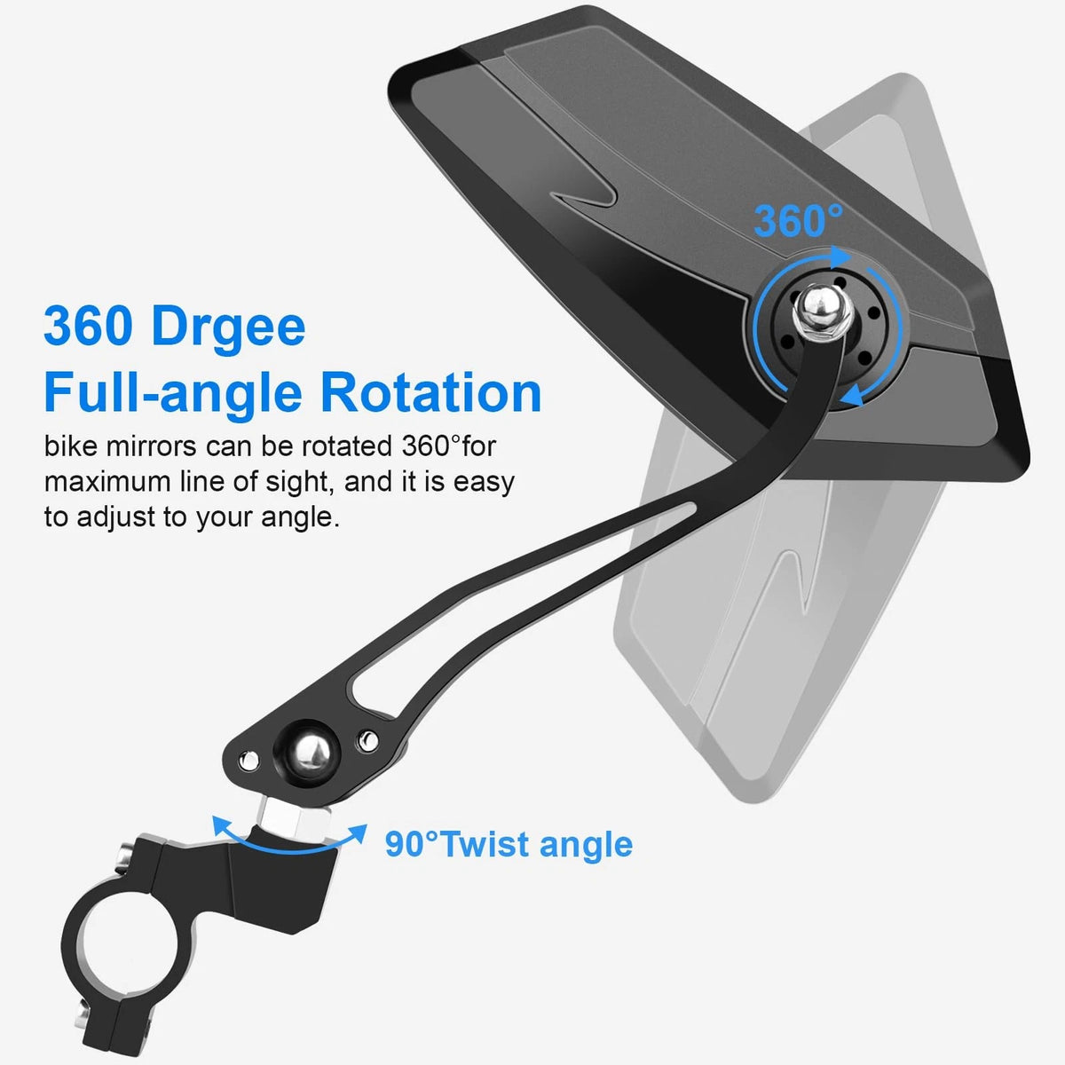 1 Pair HD Wide Angle Bike Mirrors for Motorcycles