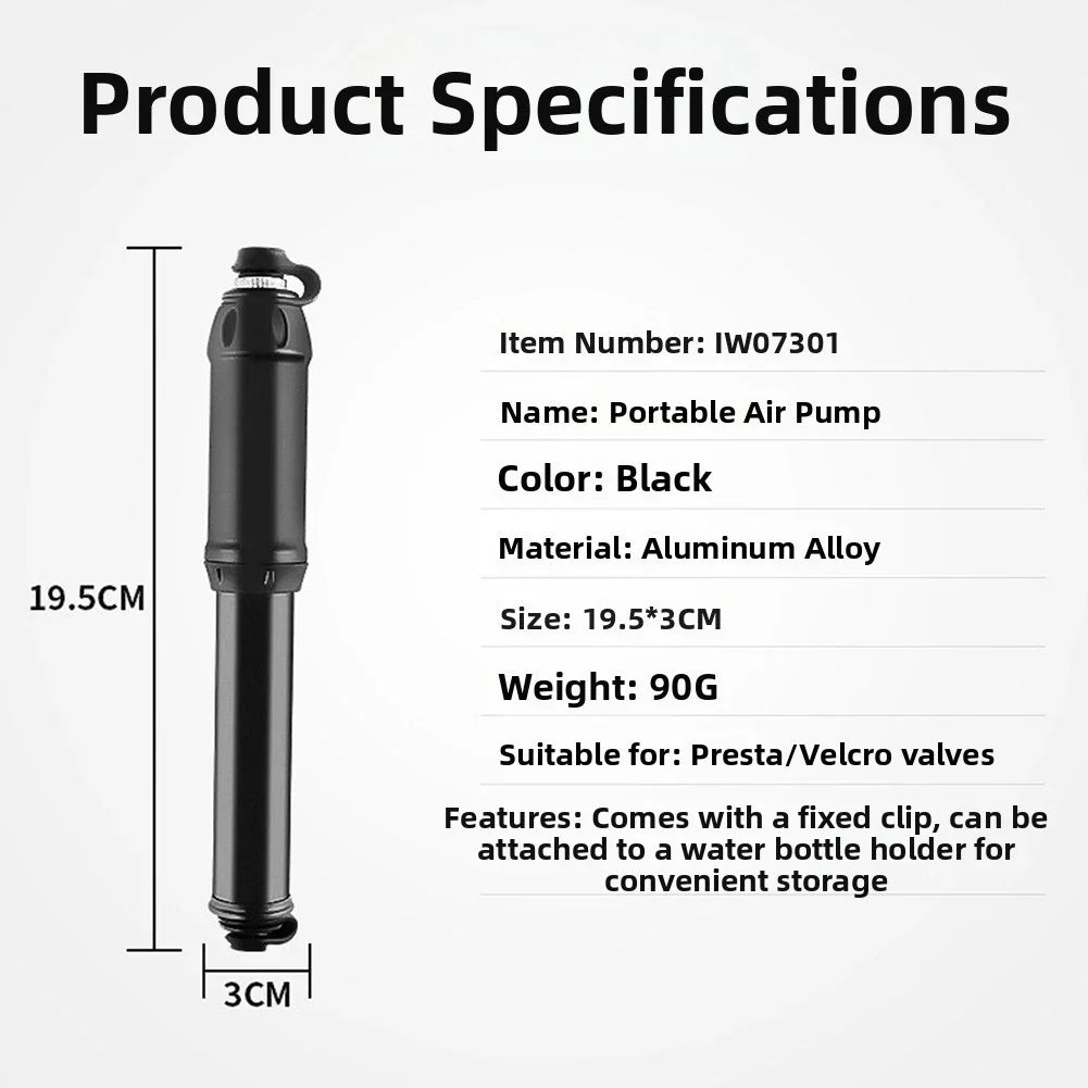 Compact Lightweight High Pressure Bike Pump for Bicycles and E-Bikes