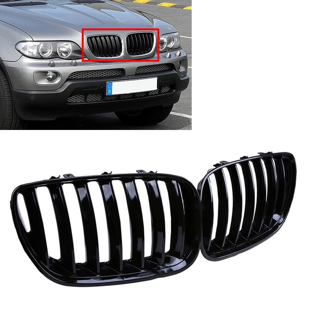 Glossy Black Front Radiator Hood Kidney Grille for BMW X5 E53 (2004–2006)