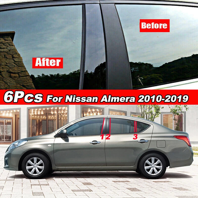 Black Pillar Post Door Trim for Nissan Versa (2012–2019)