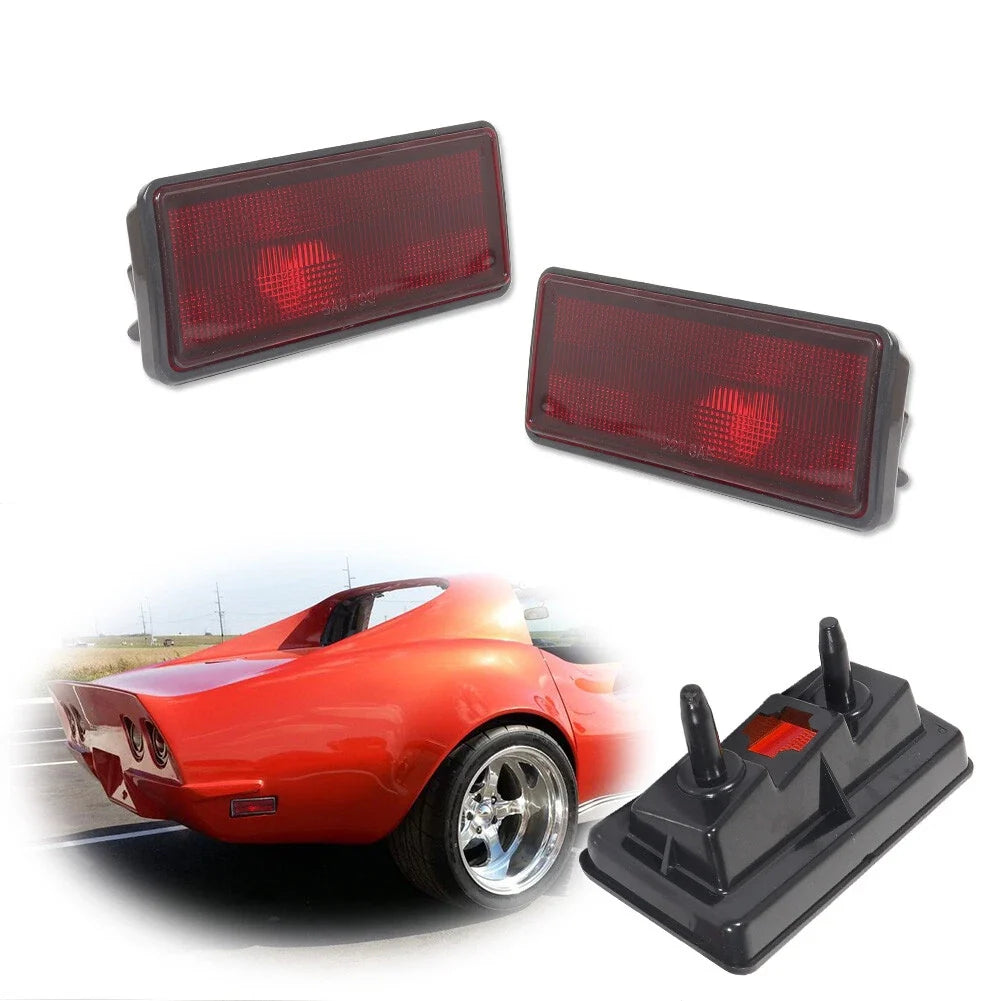 Set of 2 Rear Side Marker Lights for Chevy Corvette C3 (1974–1979) Red Lens