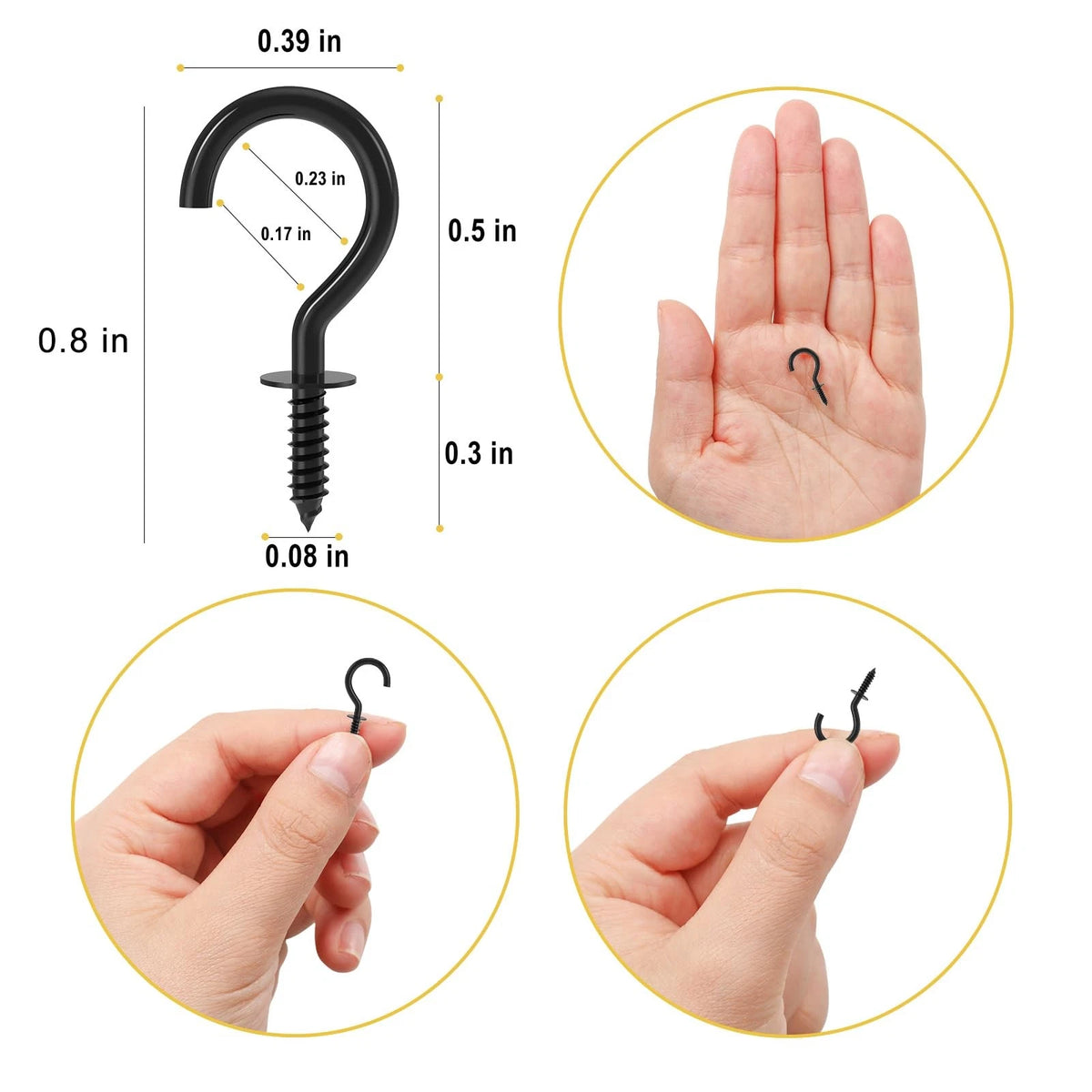 Set of 10 Mini Metal Screw Hooks for Various Applications (No Specific Years)