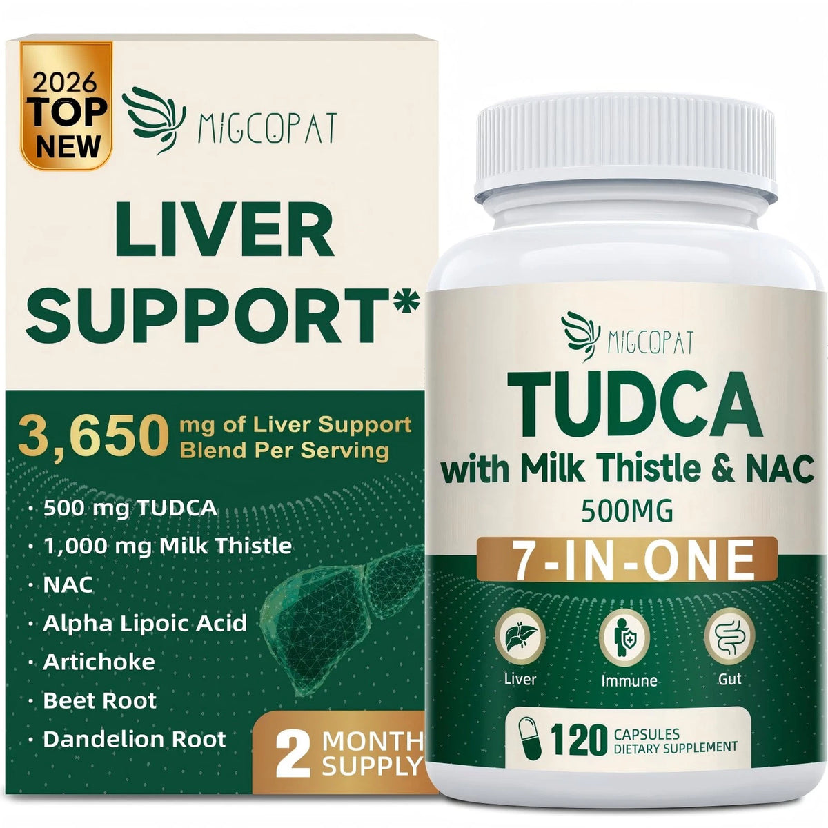 7-in-One TUDCA Supplement 3650mg with Milk 120 Count (Pack of 1)