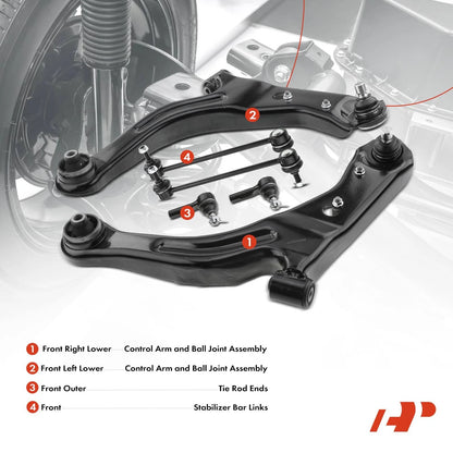 Set of 8 Front Wheel Bearing Control Arm Ball Joints for Ford Escape (2001–2012)