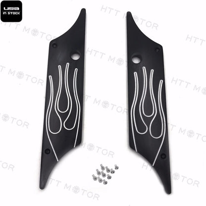 CNC Billet Aluminum Saddlebag Latch Cover Flame for Harley Touring (1993–2013)