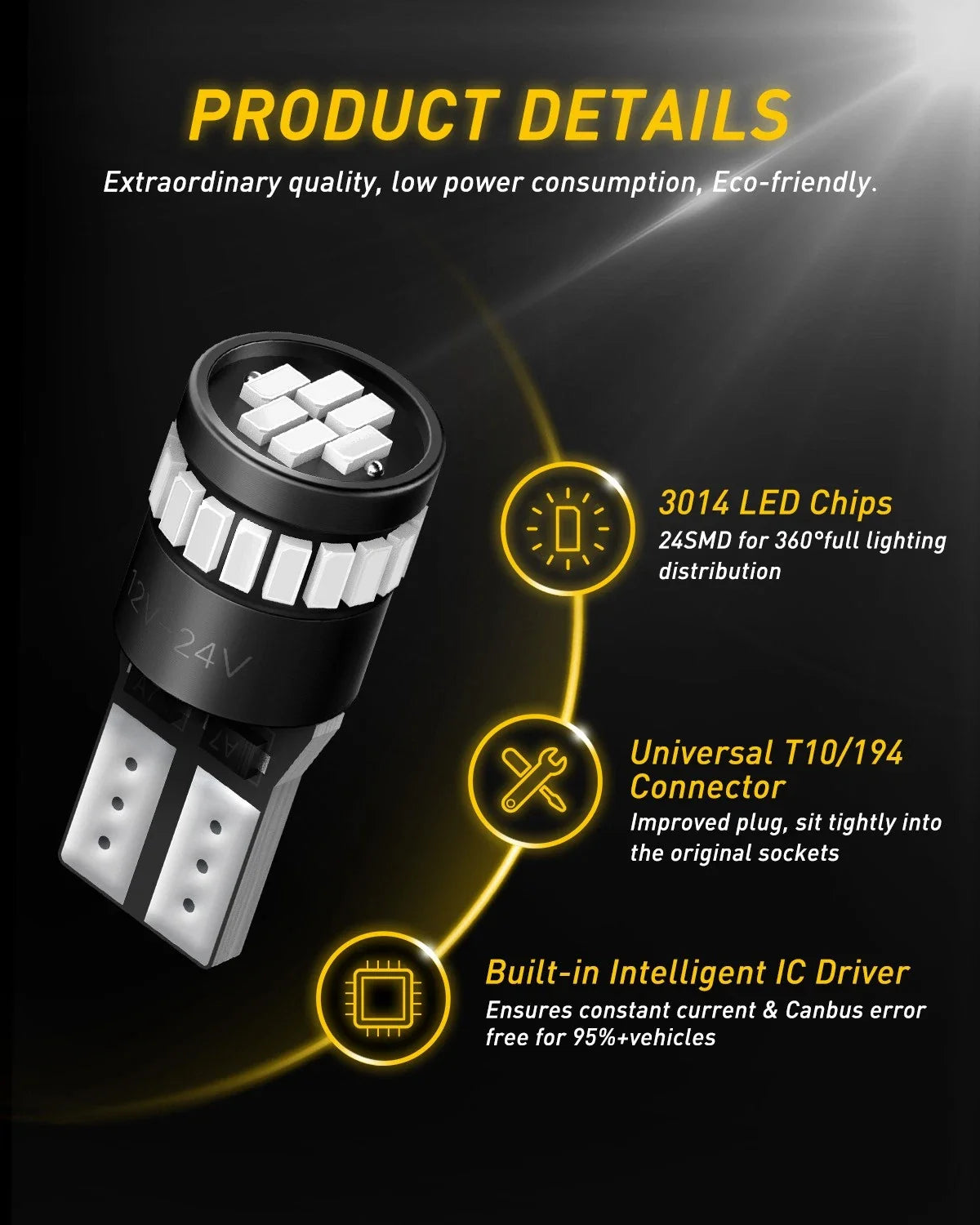 Set of 2 T10 LED Inner Tail Light Bulbs for (2825 168 192 194 175)