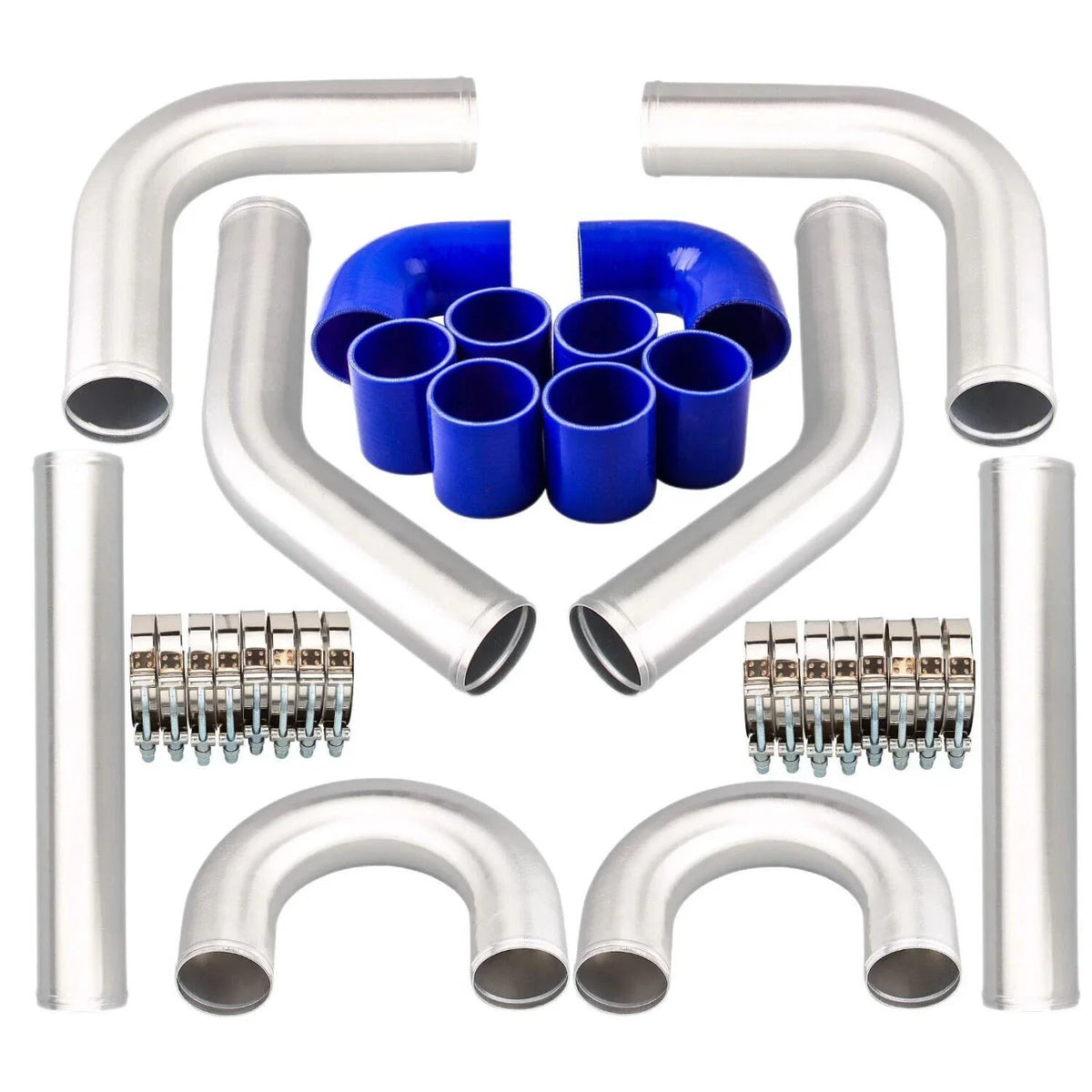 2.5" Universal Aluminum Turbo Intercooler Elbow Pipe Kit with Hose & Clamp