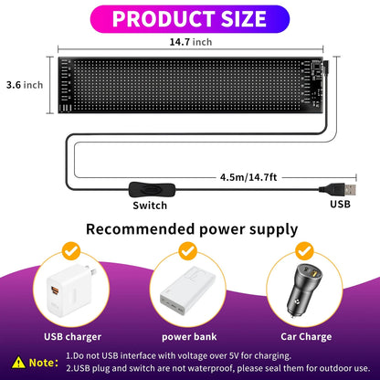 2X LED Eyes for Car Windshield (15"x4", Multi-Color)