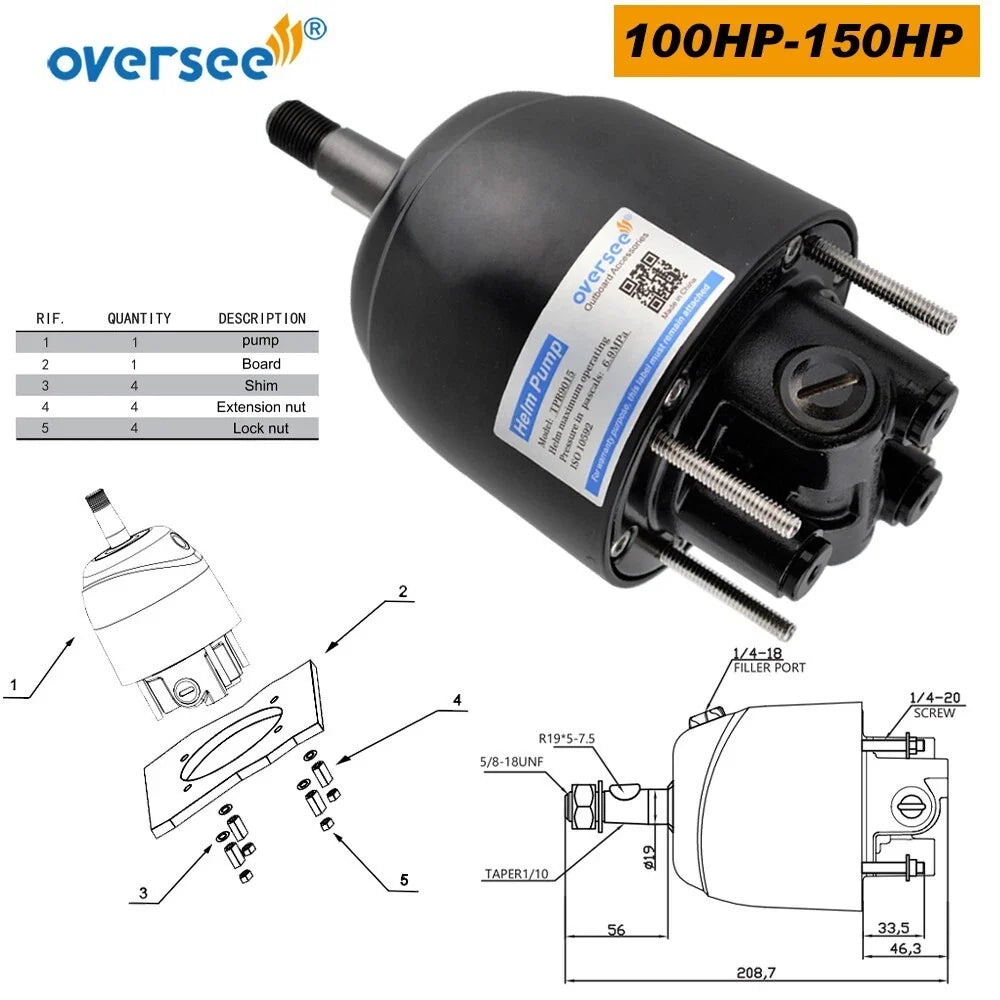 Hydraulic Helm Outboard Steering Pump 20CC MAX for