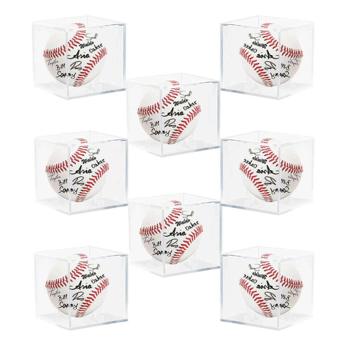 8 Pack Acrylic Baseball Display Case, UV Protected, Clear